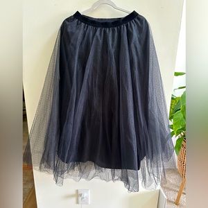 Zara Black Tulle Skirt Polka Dot Voluminous Skirt / size M